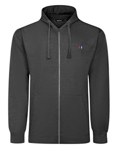 Bigdude Super Lightweight Full Zip Hoody With Logo Charcoal Marl